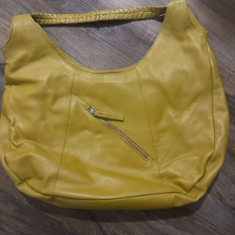 Mustard Yellow Hobo Shoulder Bag with Braided Handle